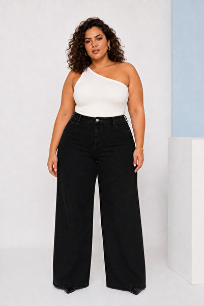 FİVA JEANS Women'S-Battal Premium Large Size Wide-Leg Lycra Comfortable Cut D...