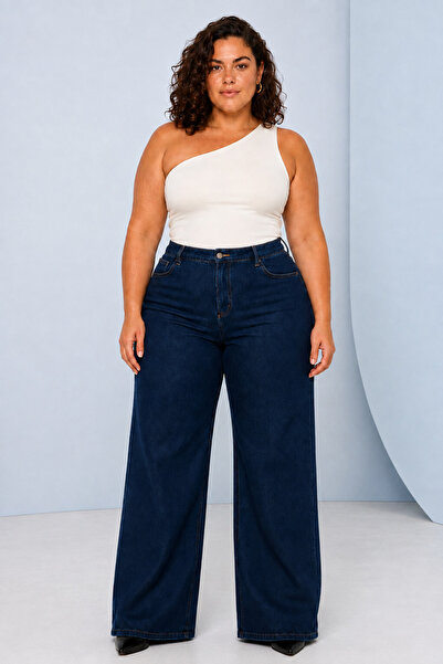 FİVA JEANS Women'S-Battal Premium Large Size Wide-Leg Lycra Comfortable Cut D...