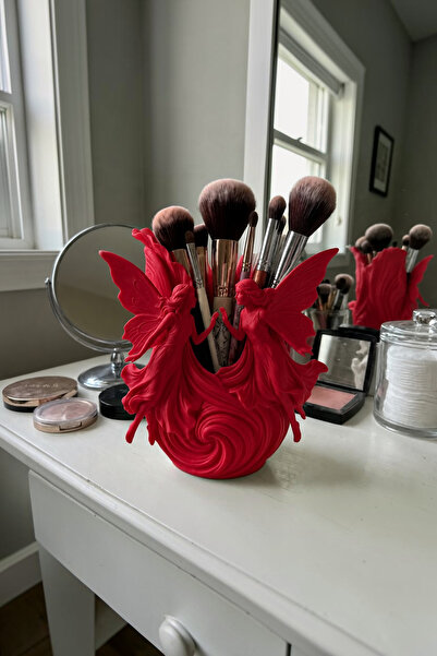 Belupa Decorative Brush Holder with Fairy Figure – Makeup Organizer and Pen H...