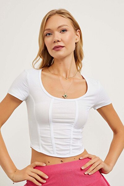 Arma Life Body Crop alb de bază cu mânecă scurtă de vară pentru femei