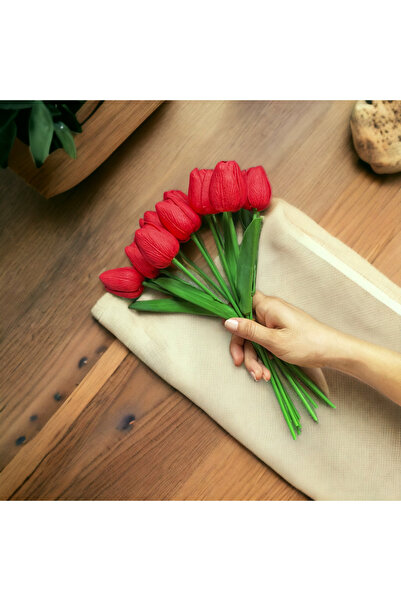 Yapay Çiçek 10'lu Kırmızı Islak Lale