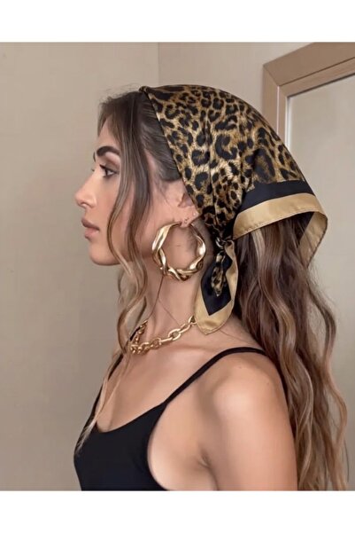 TREND DOKUNUŞ SATEN 50-50 KADIN LEOPAR DESENLİ FULAR BANDANA