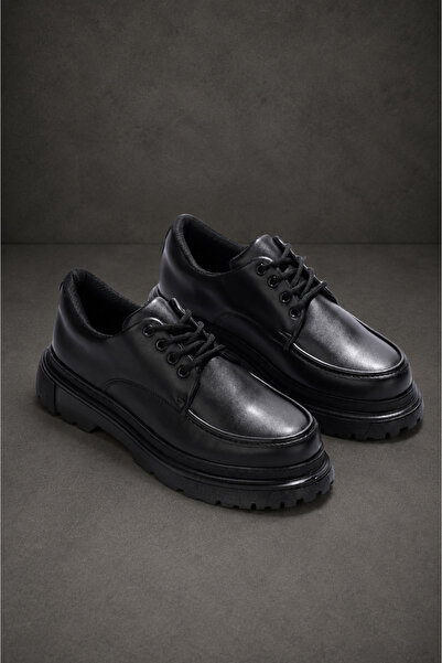 Mhoda Shoes RLX- Erkek Günlük Bağcıklı Cilt Klasik Ayakkabı CST - Siyah
