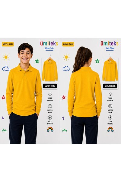 ümitteks iş ve okul kıyafetleri Tamnožuta unisex Pamučni džersej polo majica ...