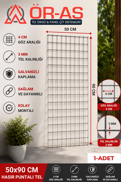 ÖR-AS TEL ÖRGÜ & PANEL ÇİT SİSTEMLERİ Hasır Tel-( 4 x 4 Göz Aralıklı - 3mm ) ...