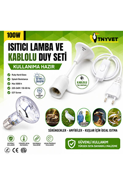 TNYVET 100 Watt Set / Kızılötesi / Gün Işığı Şeffaf Isıtıcı Lamba ve Kullanım...