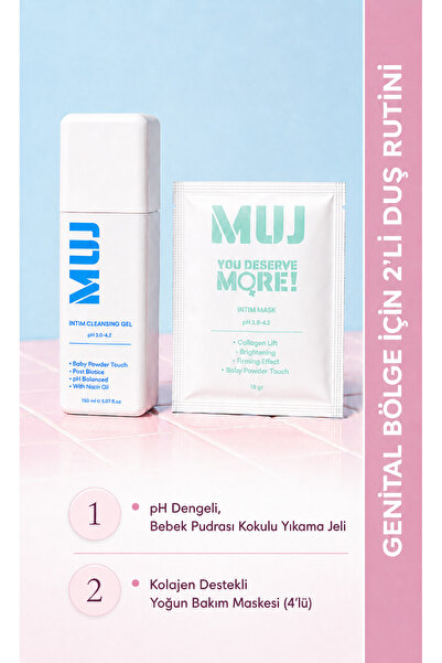 Muj Beauty Genital Bölge İçin 2'li Duş Rutini- Bebek Pudrası Kokulu Yıkama Je...