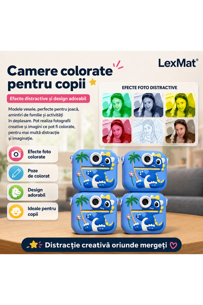 LexMat Aparat Foto Copii Printare Instant, Camera Digitala Printare Instant, Printare Termica