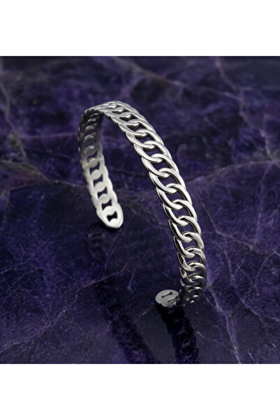 Begondio Chain Pattern Minimalist Italian Style Laser Engraved Women's Cuff B...