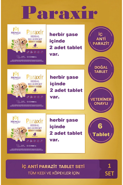 mengu petcare Paraxir Kedi İç Bitkisel Anti Parazit İç Köpek İç Bitkisel Anti...