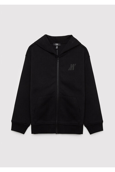Mavi Kapüşonlu Fermuarlı Siyah Sweatshirt 6S10217-900