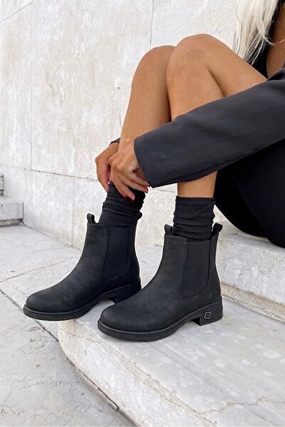 DefHeel'e Nubuck Women's Boots with Rubber Side Detail Beige R15D103