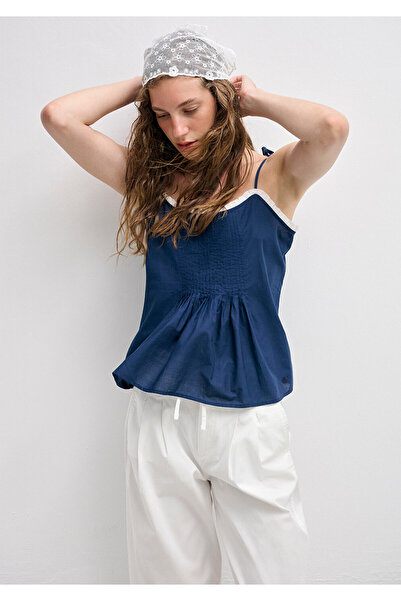Mavi Lace Detailed Navy Blue Blouse 1211599-70488