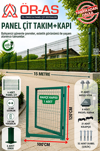 ÖR-AS TEL ÖRGÜ & PANEL ÇİT SİSTEMLERİ Panel Çit Takım ( 120 Cm Yükseklik 15 m...