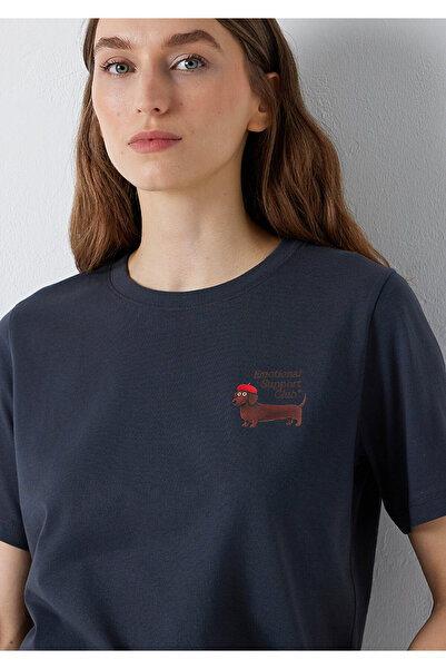 Mavi Dog Printed Anthracite T-Shirt Regular Fit / Normal Cut 1614286-70087