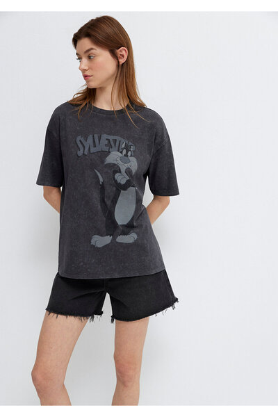 Mavi Sylvester Printed Anthracite T-Shirt Loose Fit / Relaxed Comfortable Cut...