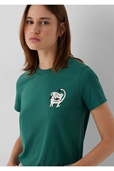 Mavi Cat Printed Green T-Shirt Slim Fit / Narrow Cut 1614138-71874