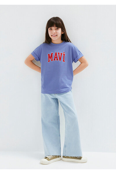 Mavi Purple Logo Printed Purple T-Shirt Loose Fit / Comfortable Fit 7610393-7...