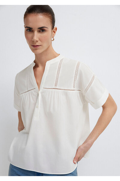 Mavi Embroidery Detailed Ecru Blouse 1211431-70057