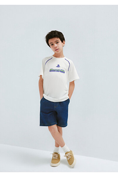 Mavi Playstation Printed Ecru T-Shirt Loose Fit / Comfortable Loose Cut 66104...
