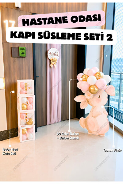 cansınevent Tavşan Figürlü Hastane Odası Süsleme Seti | Balon Standı • BABY H...
