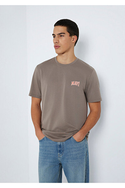 Mavi Braunes T-Shirt mit Logodruck, normale Passform 0611714-87875
