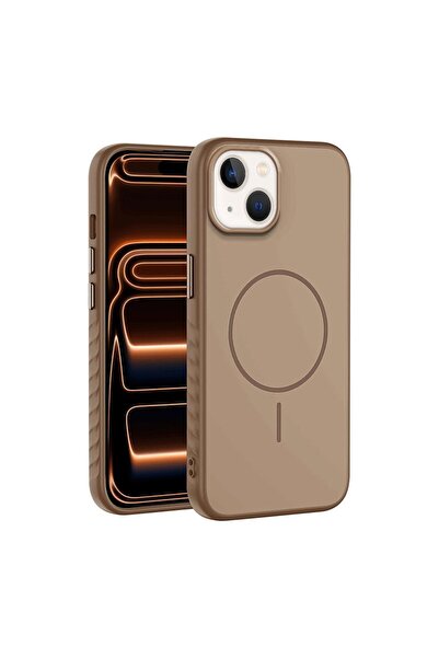 Zebana Apple iPhone 15 Uyumlu Kılıf Mono M-Safe Silikon Kılıf Desert Titanyum
