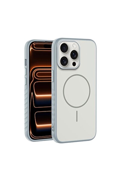 Zebana Apple iPhone 13 Pro Uyumlu Kılıf Mono M-Safe Silikon Kılıf Gri