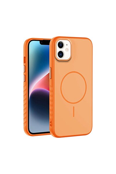 Zebana Apple iPhone 12 Uyumlu Kılıf Mono M-Safe Silikon Kılıf Turuncu
