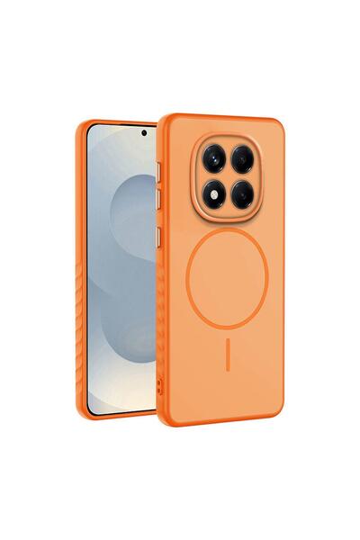 Zebana Xiaomi Redmi Note 14 Pro Uyumlu Kılıf Mono M-Safe Silikon Kılıf Turuncu