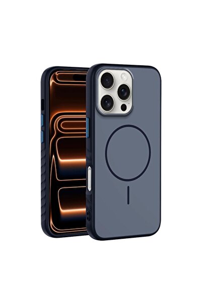 Zebana Apple iPhone 16 Pro Uyumlu Kılıf Mono M-Safe Silikon Kılıf Lacivert