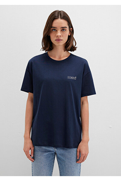 Mavi Logo Baskılı Lacivert Tişört Loose Fit / Bol Rahat Kesim 1611309-70490