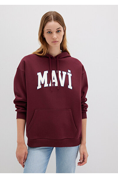 Mavi Hanorac roșu Claret cu glugă cu imprimeu cu logo1600361-85493