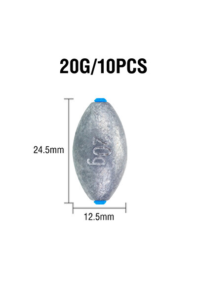 Choice 20g 10Pcs Fishing Sinkers Olive Shape Fishing Accessories 5G/7G/10G/15...