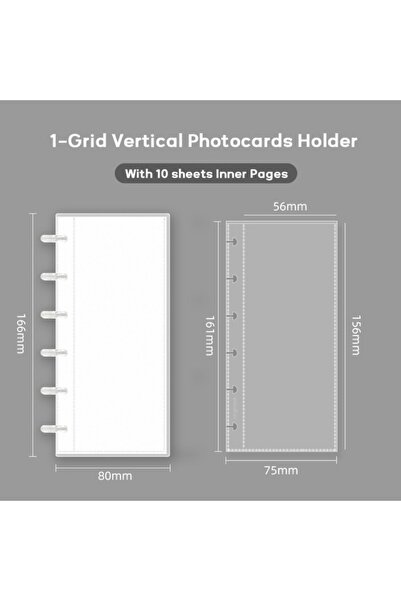 Choice 2 Transparent Vertical Photocards Holder Mushroom Hole Loose Leaf Phot...