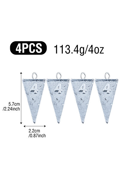 Choice 4oz 4Pcs Fishing Sinkers Triangular PyramidSurf Weights 1oz 2oz 3oz 4o...
