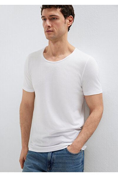 Mavi White Fitted T-Shirt - Collar Detailed, Fitted Cut064019-620