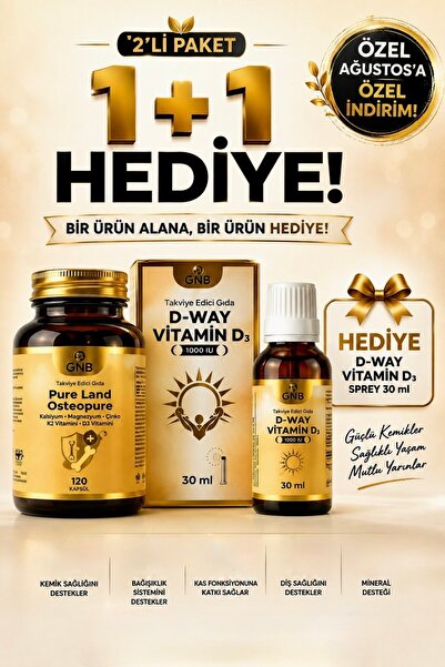 GNB Osteopure Kalsiyum, Magnezyum, Çinko, K & D3 120 Kapsül + D-Way Vitamin D...