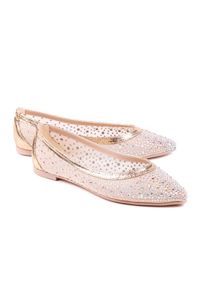 stato Poly Stone Detailed Transparent Stylish Women's Ballerinas