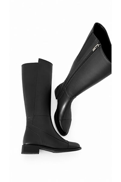 Laura Women's Genuine Leather Casual Boots Below the Knee Zippered Classic Bo...