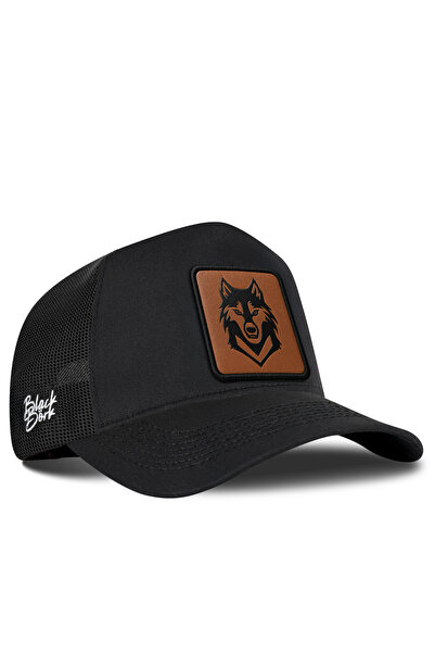 BlackBörk Kurt Logolu Siyah Trucker Şapka