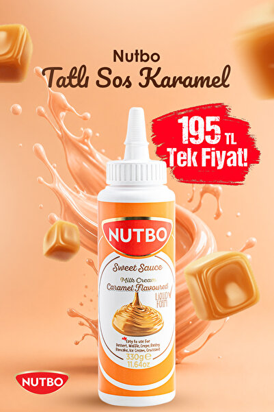 NUTBO Tatlı Sos Karamel Aromalı - Waffle&Krep&Pankek&Churros& San Sebastian& Kruvasan& Dondurma Sos 330 gr