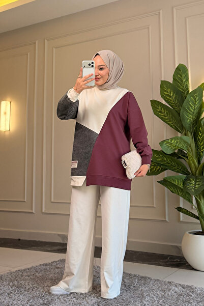 Suede Style 9097 - 2-Yarn Denim Paneled Casual Chic Women's Tunic
