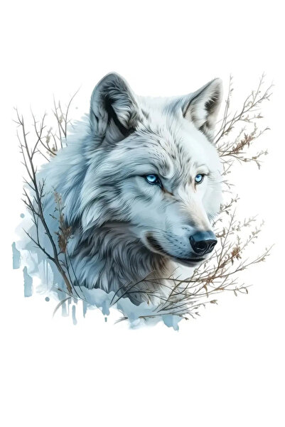 Choice 10cm-Longest Side JT997-PVC Majestic White Wolf with Blue Eyes Waterpr...