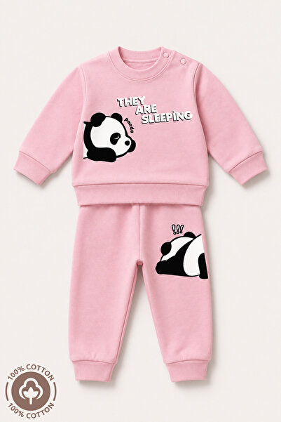Miniel Unisex Baby Sleeping Panda Printed 100% Cotton 6-9-12 Months Top and B...