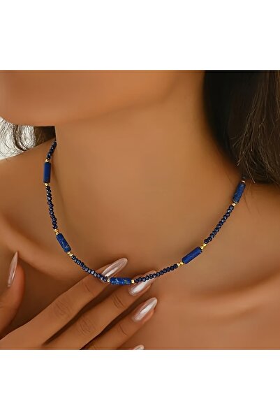 Choice YB3395-1 Women's Minimalist Blue Bead Necklace, Exquisite and Fashiona...