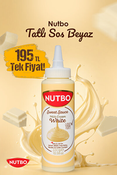 NUTBO Tatlı Sos Beyaz- Waffle& Krep& Pankek& Churros& San Sebastian& Kruvasan& Dondurma Sos 300 gr