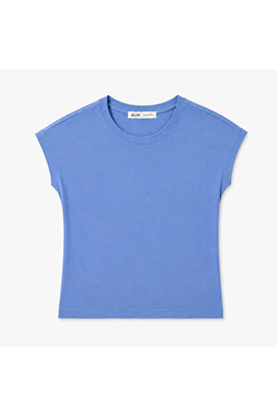 olleo studio Women's Blue Sleeveless Stretchy Ribbed Tshirt