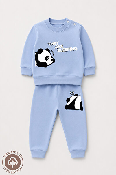 Miniel Unisex Baby Sleeping Panda Printed 100% Cotton 6-9-12 Months Top and B...
