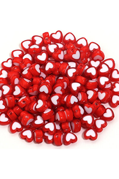 Choice Red-NO.1-200pcs 200pcs 9mm Acrylic Beads,Red Heart-Shaped Beads, Brace...